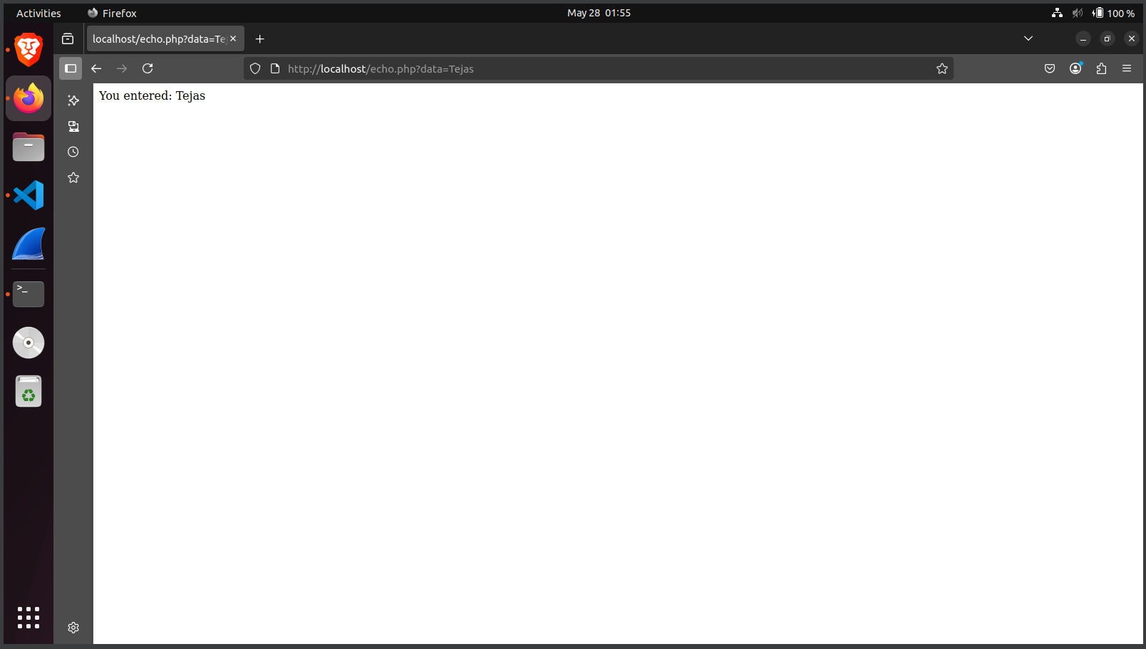PHP Echo Output Screenshot