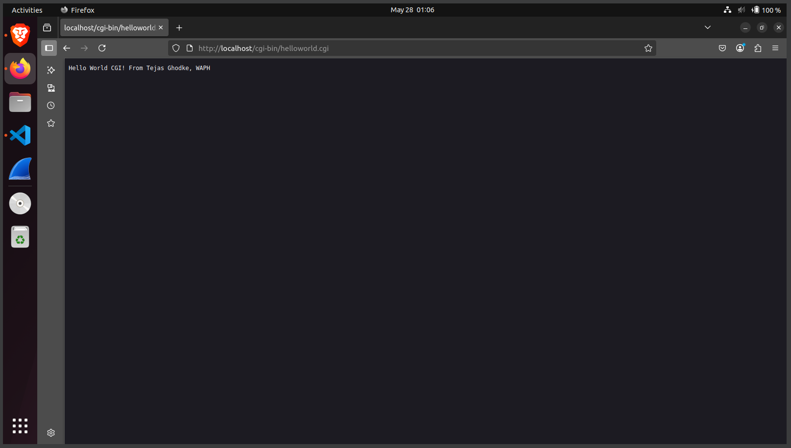 CGI Hello World Output