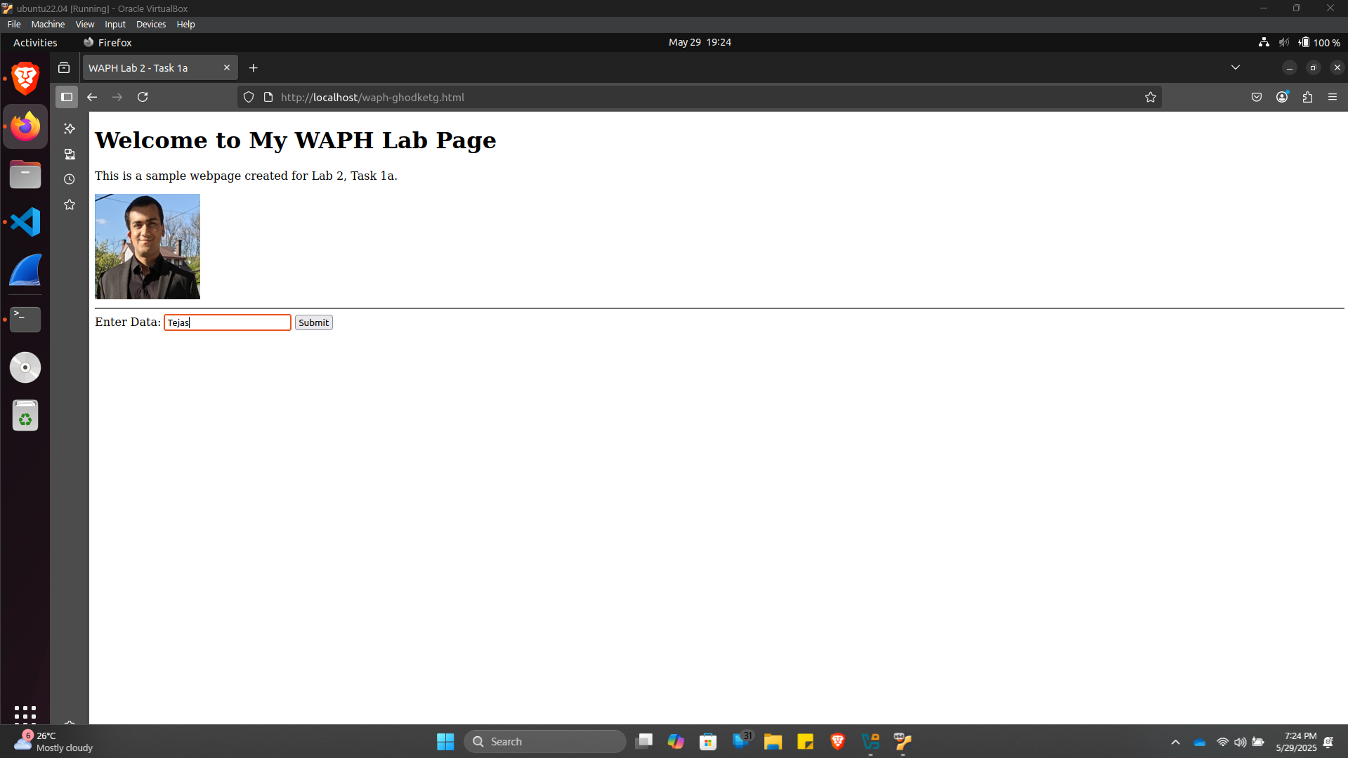 Lab 2 HTML Form Screenshot